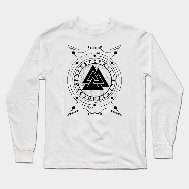 Valknut | Norse Pagan Symbol Long Sleeve T-Shirt by CelestialStudio